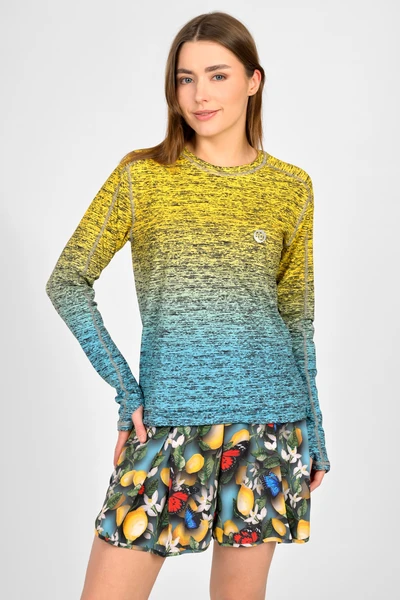 Blouse Basic Melange Turchese-Limone
