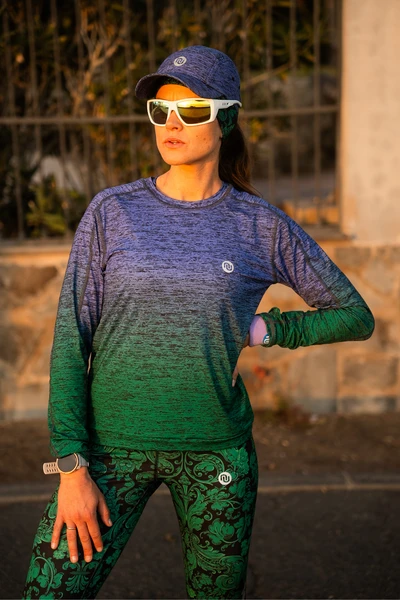 Blouse Basic Melange Verde-Viola