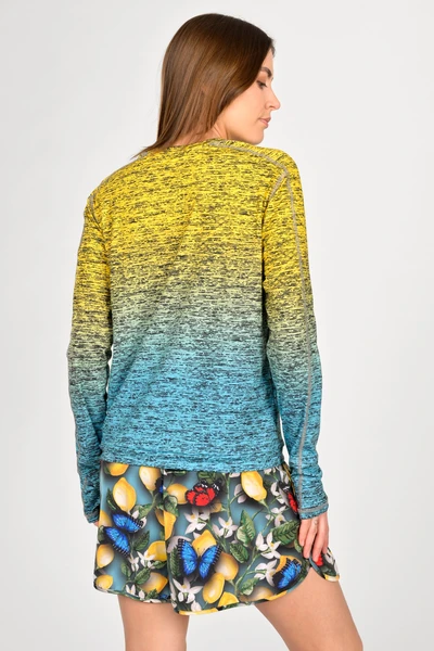 Blouse Basic Melange Turchese-Limone