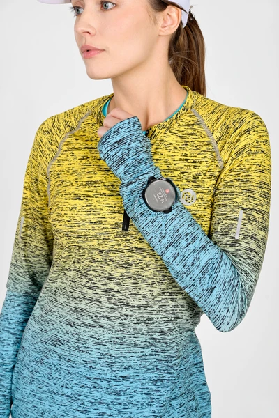 Bluza Zip Melange Turchese-Limone