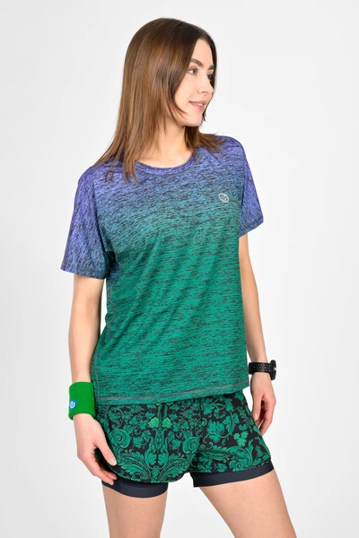 Loose sports T-shirt Melange Verde-Viola