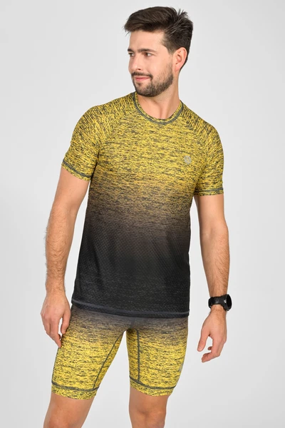 Men's sports T-shirt Melange Yellow-Black