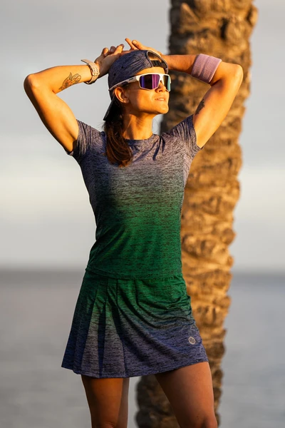 Pleated sport skirt with leggings Melange Verde-Viola