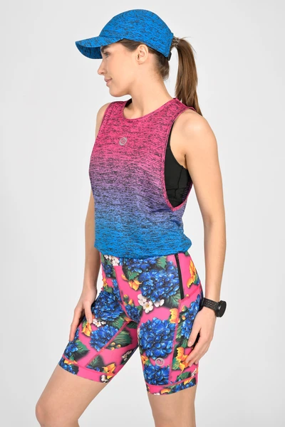 Women's sleeveless shirt Melange Melange Azzurro-Rosa