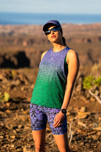 Women's sleeveless shirt Melange Verde-Viola